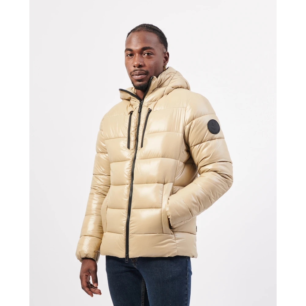 Save The Duck Gewatteerde hoge kraag jas beige Heren