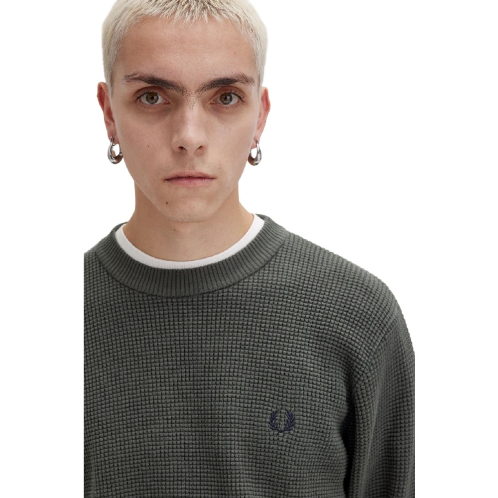 Fred Perry Groene Trui met Honingraatstructuur Green Heren