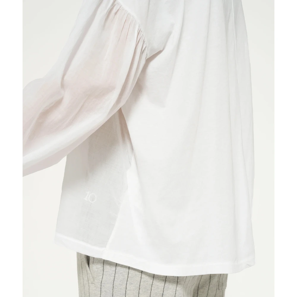 10Days Ruimvallende katoenen blouse met pofmouwen White Dames