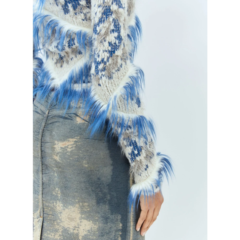 Diesel Fuzzy Gebreide V-Hals Cardigan Blue Dames