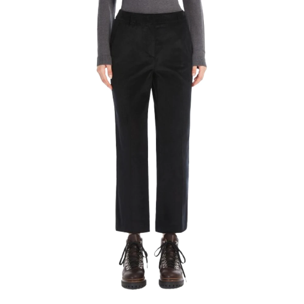 Max Mara Weekend Zwarte Corduroy Flared Broek Black Dames