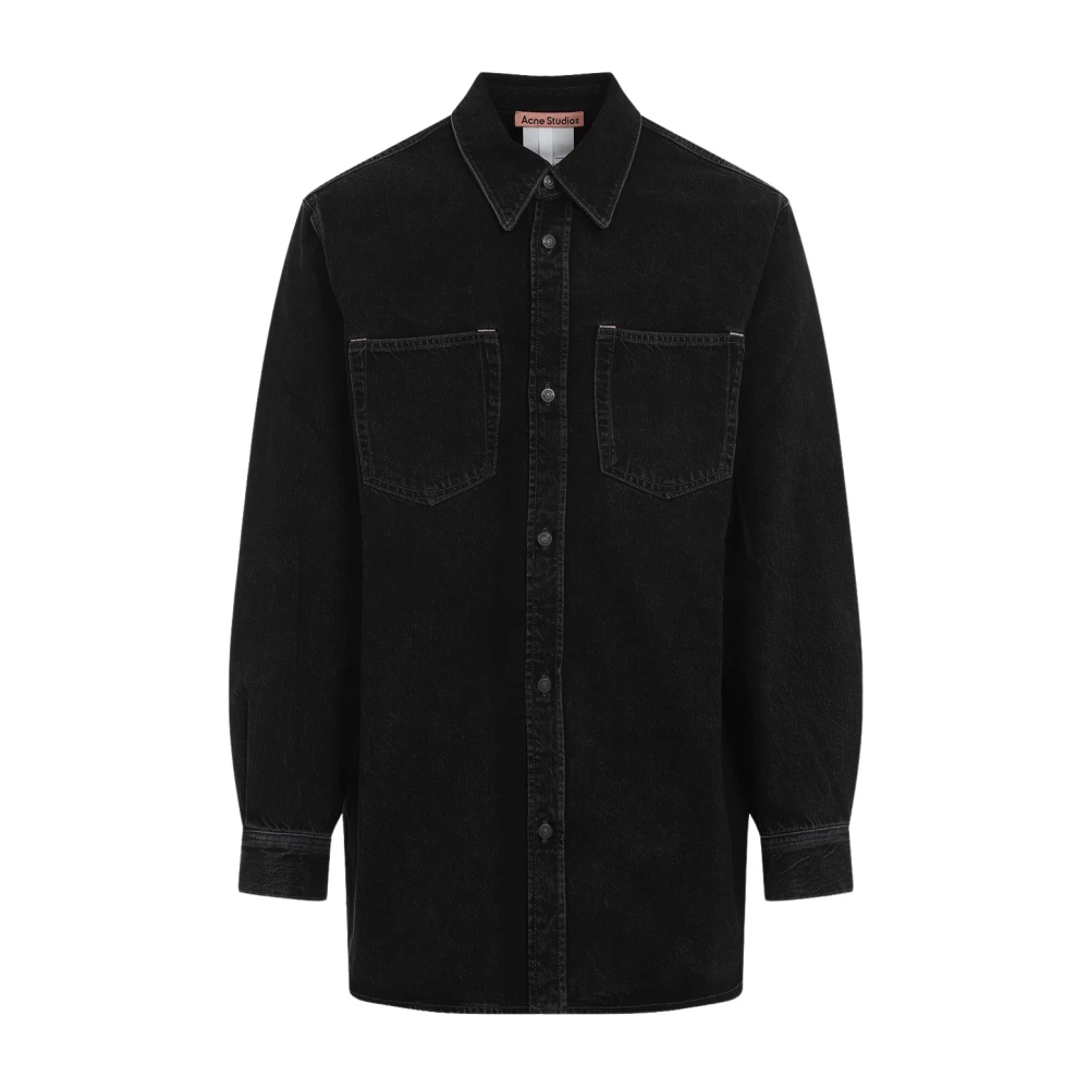 Acne Studios Zwarte Katoenen Overhemd Puntkraag Black Dames