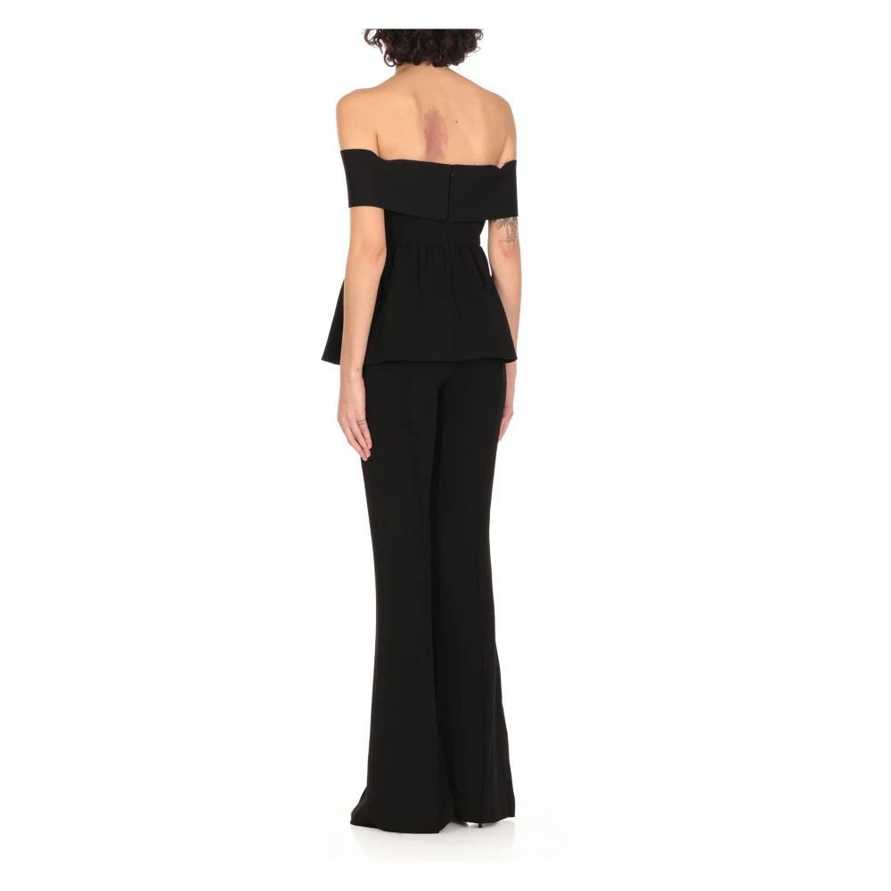 Self Portrait Zwarte Mouwloze Crepe Pak Jurk Black Dames