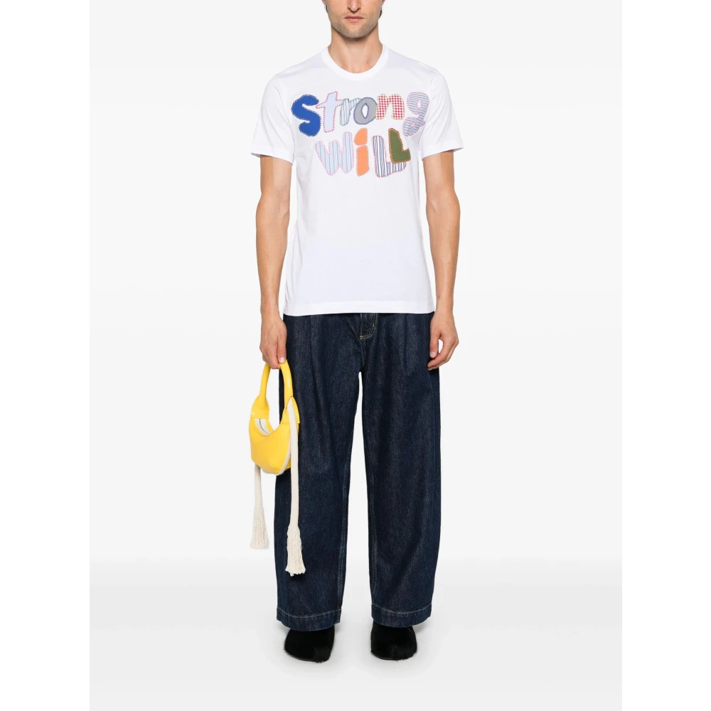 Comme des Garçons Patch-Lettering Jersey T-Shirt White Heren