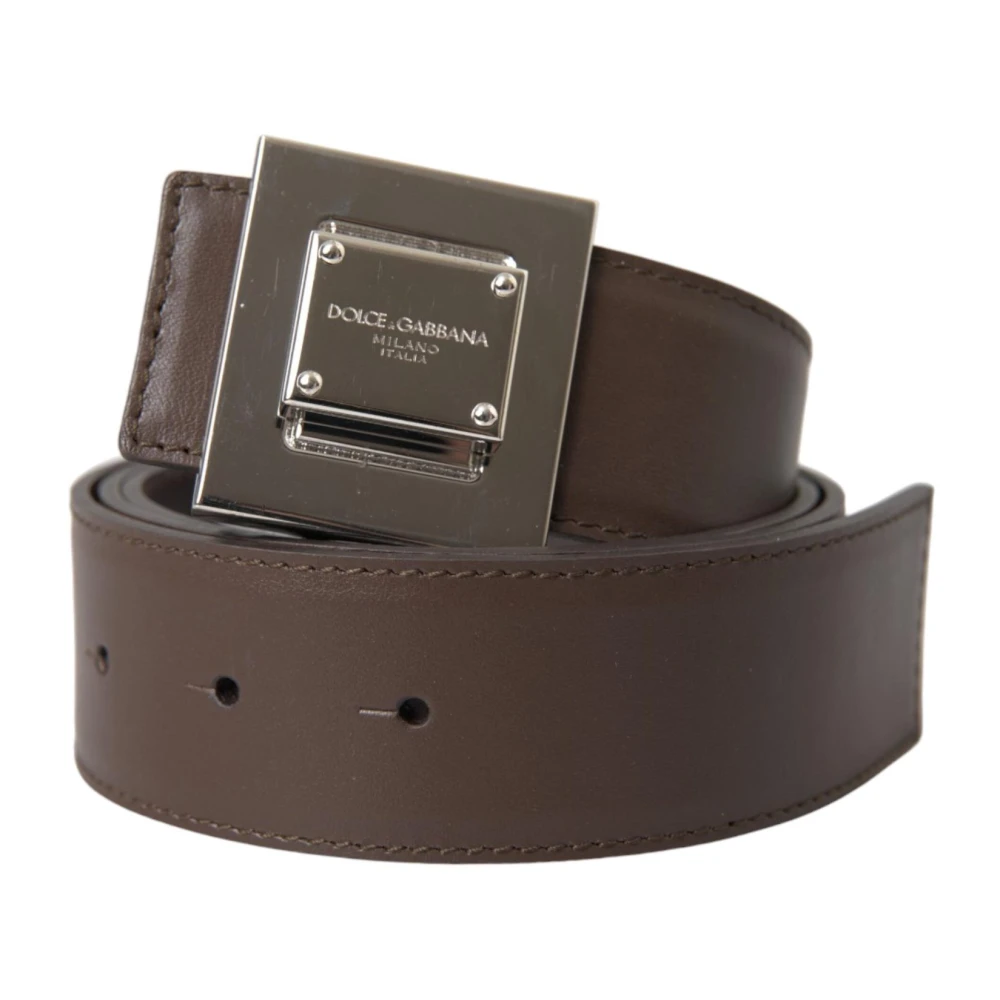 Dolce & Gabbana Bruin Leren Riem met Metalen Gesp Brown Dames