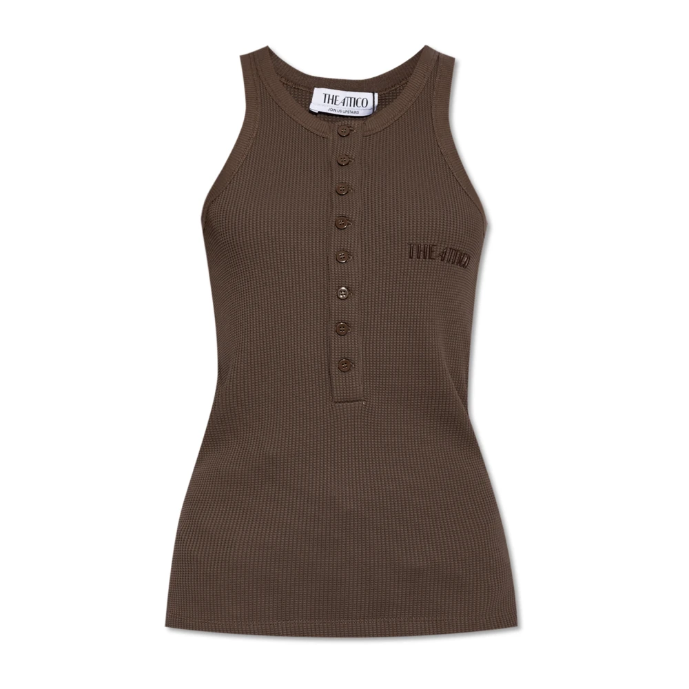 The Attico Top met logo Brown Dames