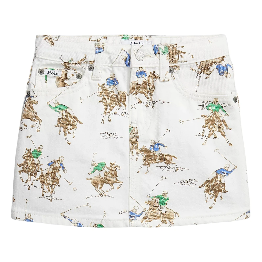 Ralph Lauren Women's White Polo Player Denim Skirt