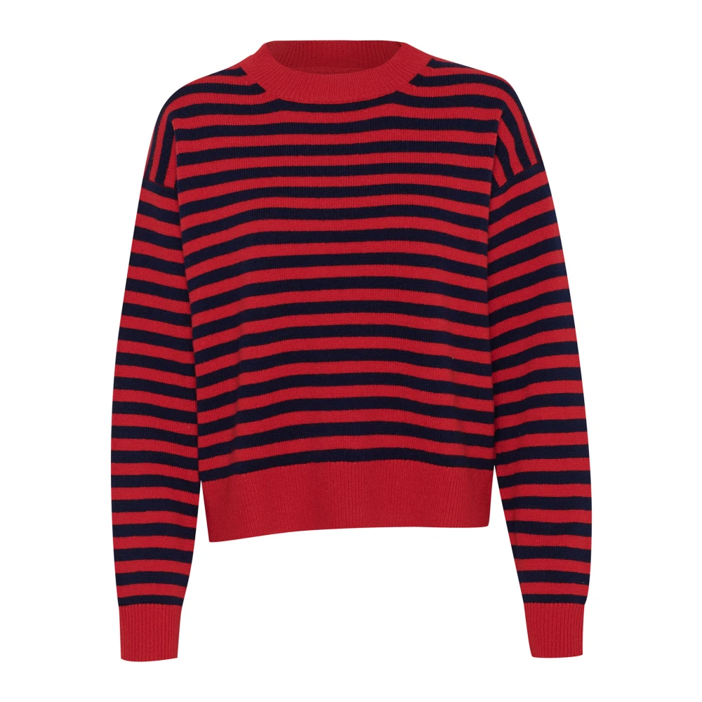 Part Two Gestreepte Gebreide Trui Salsa Donkerblauw Red Dames