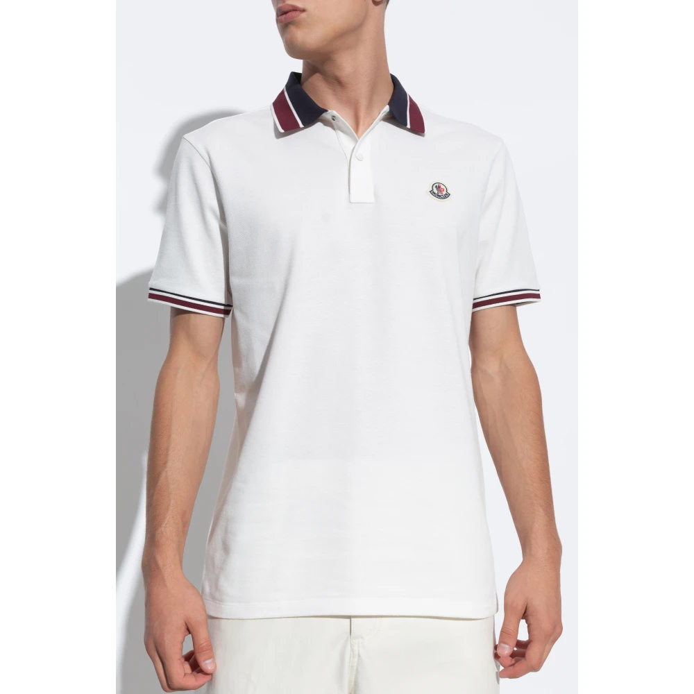 Moncler Katoenen polo met logo White Heren