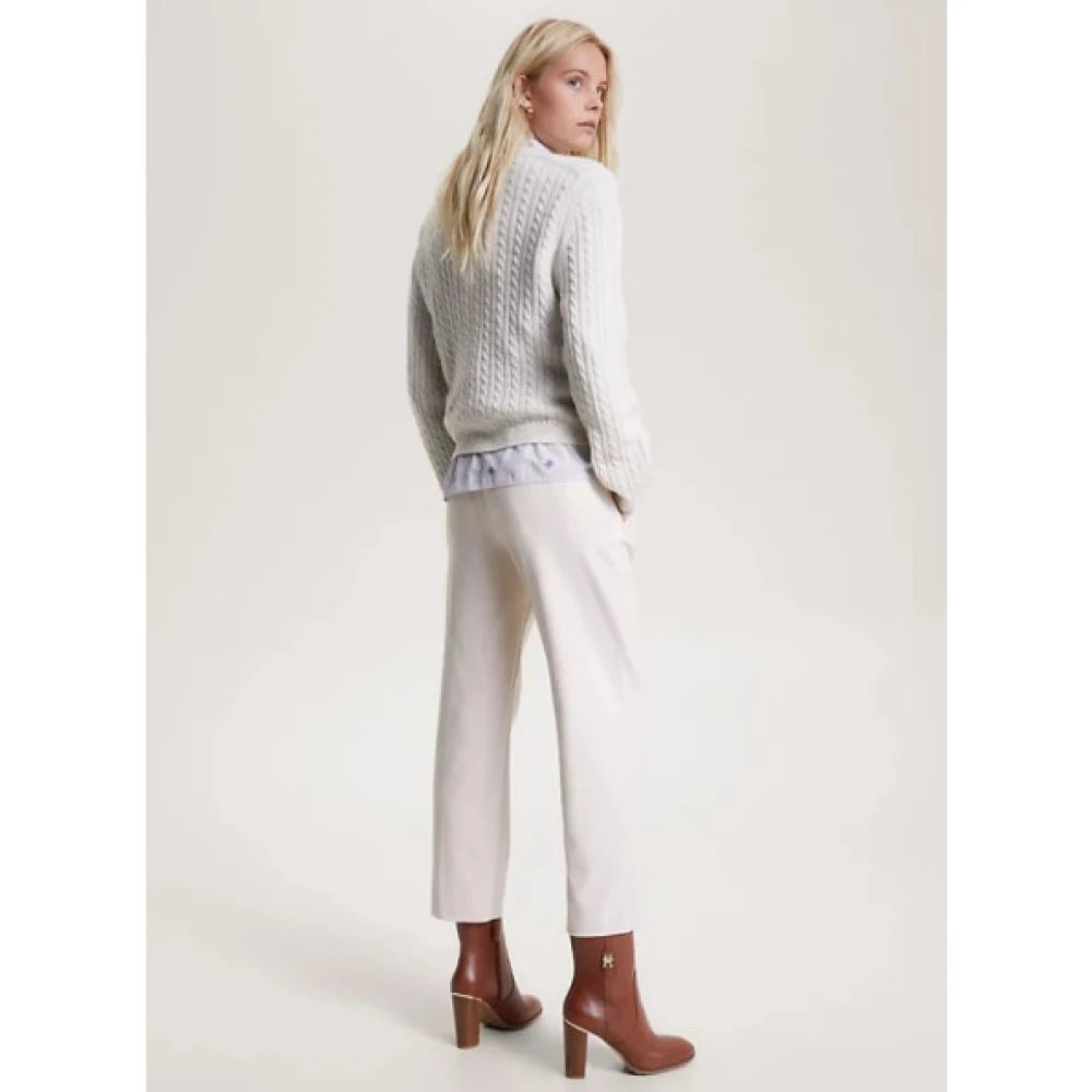 Tommy Hilfiger Gebreide V-hals Trui met Twists White Dames