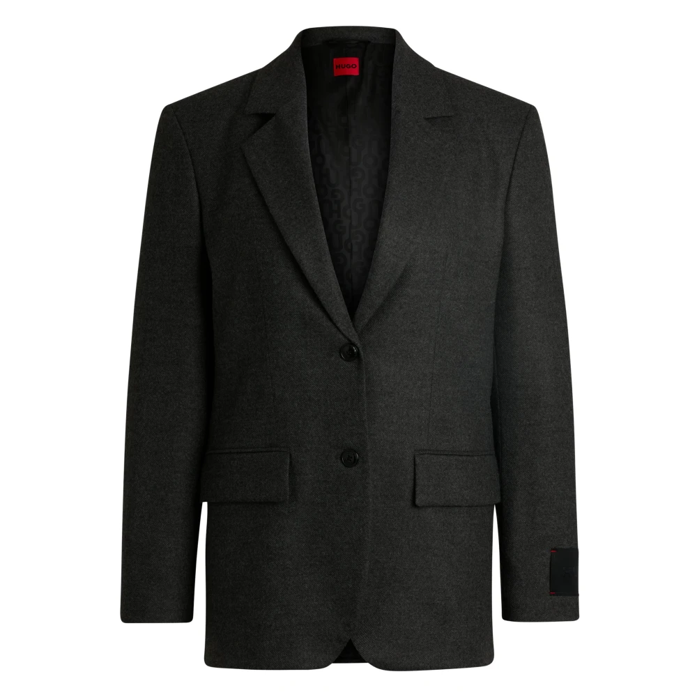 Hugo Boss Stretch Flanellen Jack met Signature Voering Gray Dames