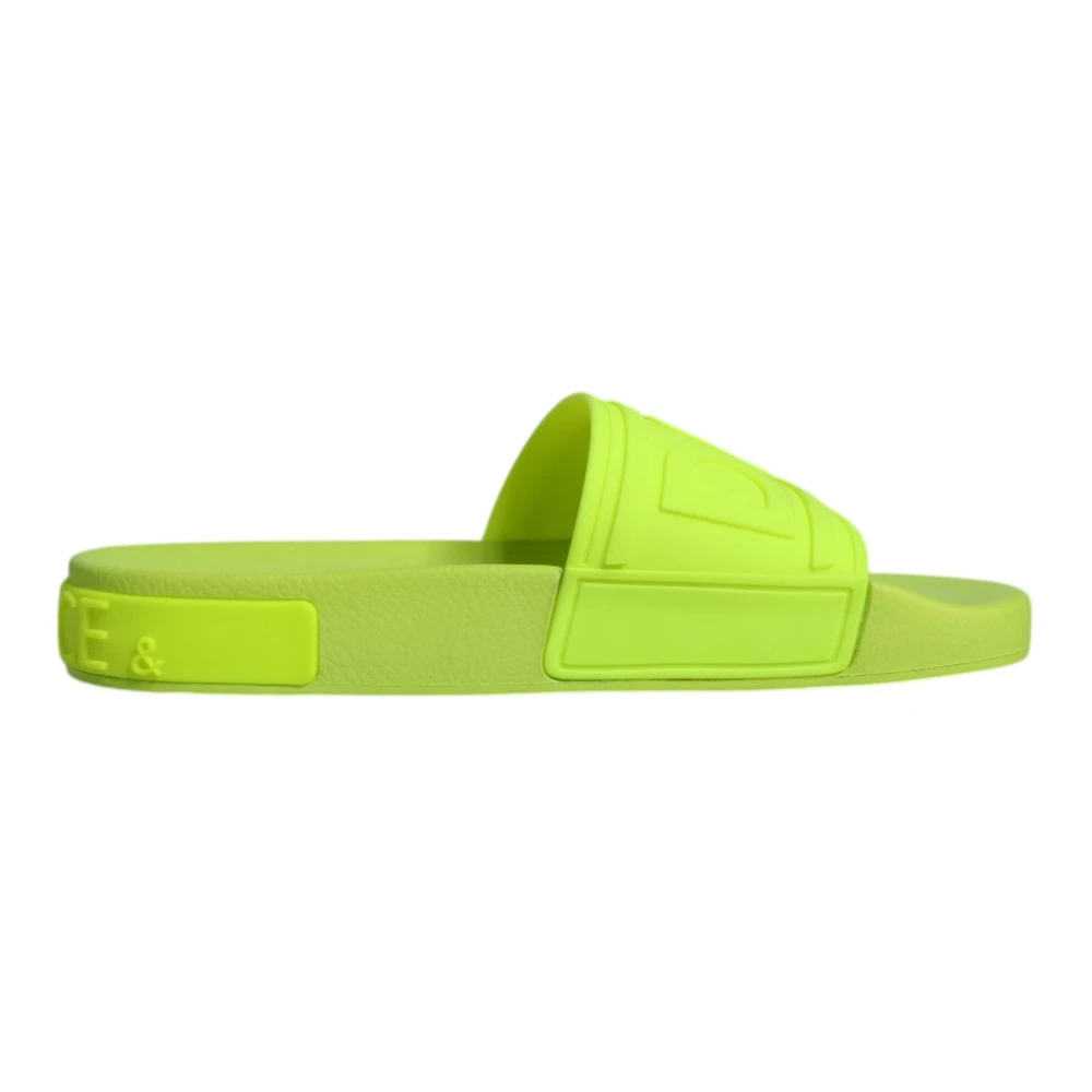 Dolce & Gabbana Women's Green Neon Rubber Slide Sandals - Sliders - 3 Uk - Shoes
