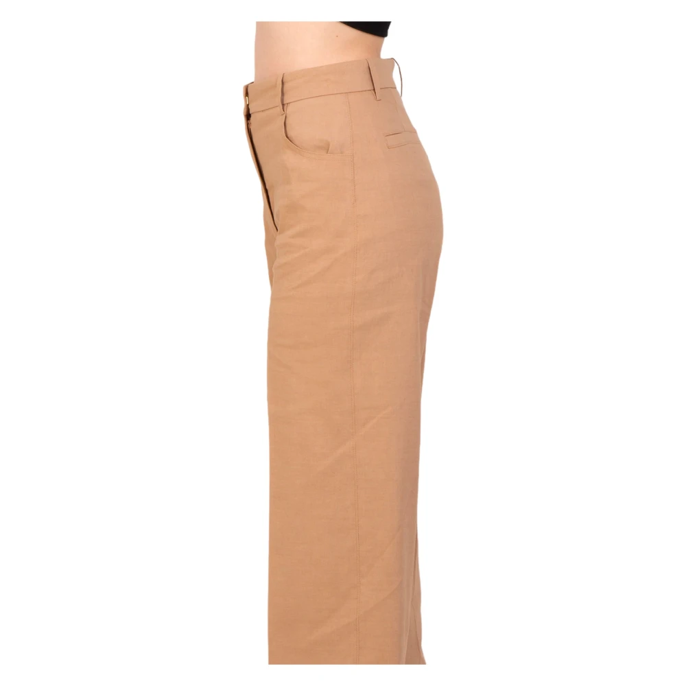 pinko Losse Twill Broek Beige Dames