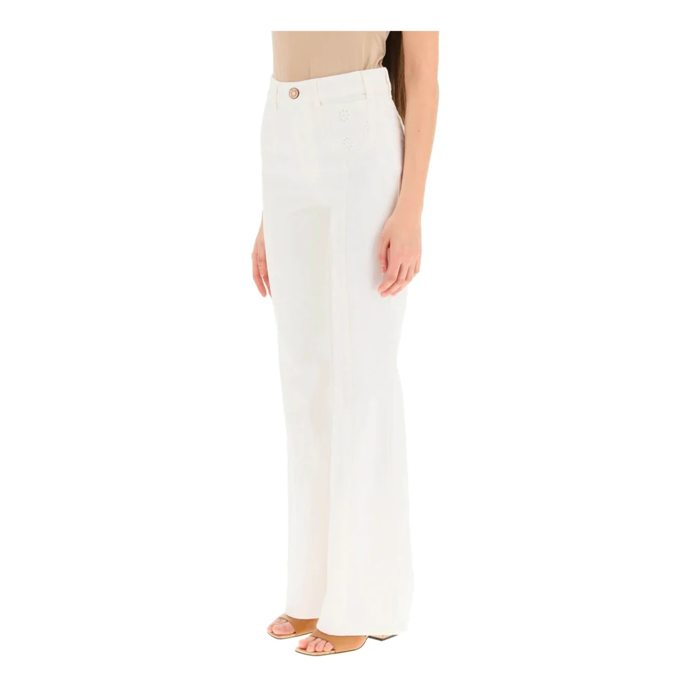 See by Chloé Witte Skinny Jeans met Bloemenborduursel White Dames