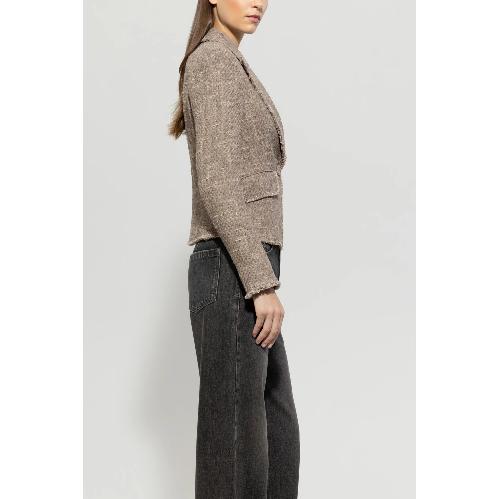 LUISA CERANO Tweed Blazer met Mal-Tinto Finish Brown Dames