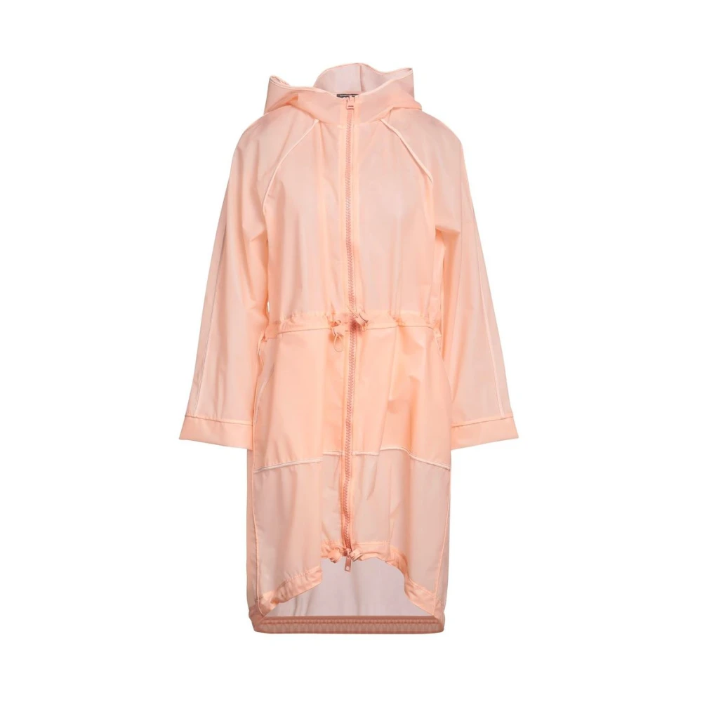 Elisabetta Franchi Waterdichte Lange Jas met Elastische Taille Pink Dames