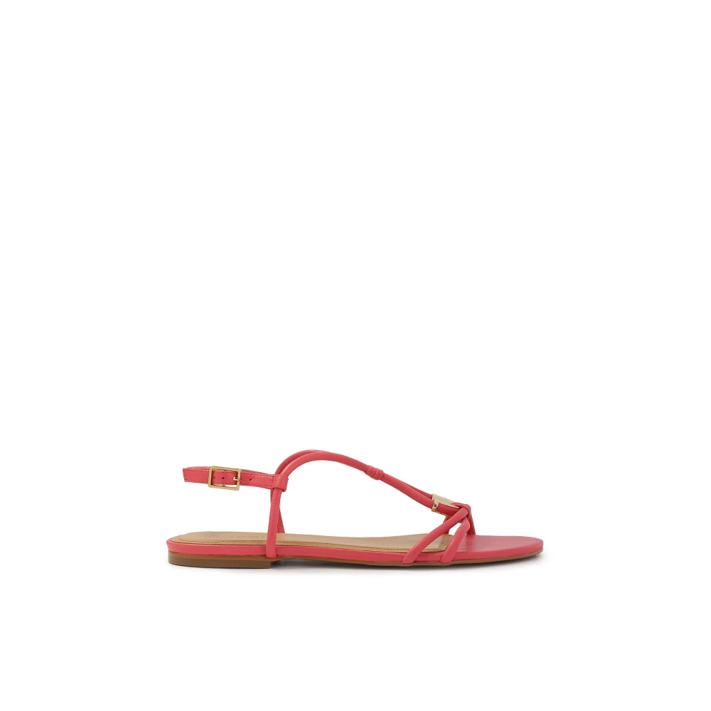 Kazar Vrouw Roze Schoenen Dames, 37 Eu, Leer, Platte Sandalen Met Metalen Versiering