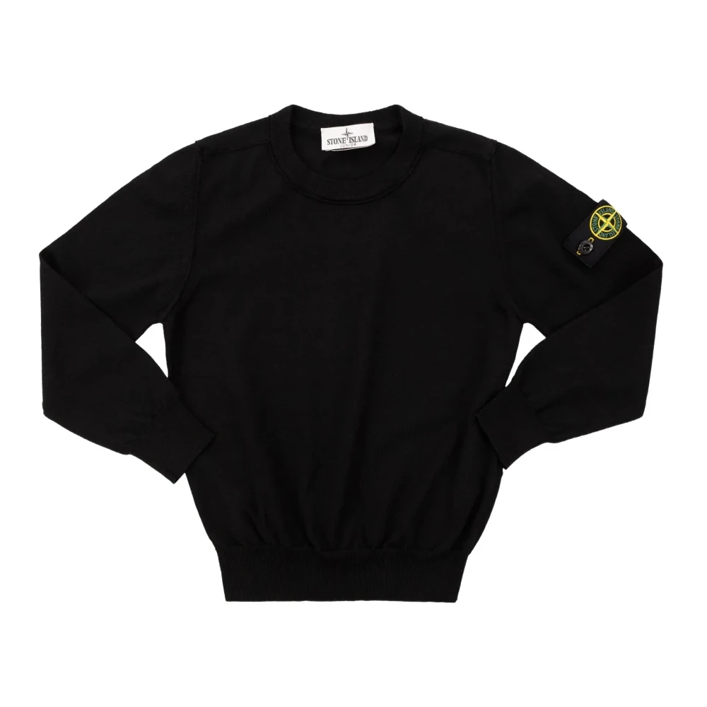 Stone Island Black Crewneck Jumper - Male - Kids Knitwear - 3 Y - Kids