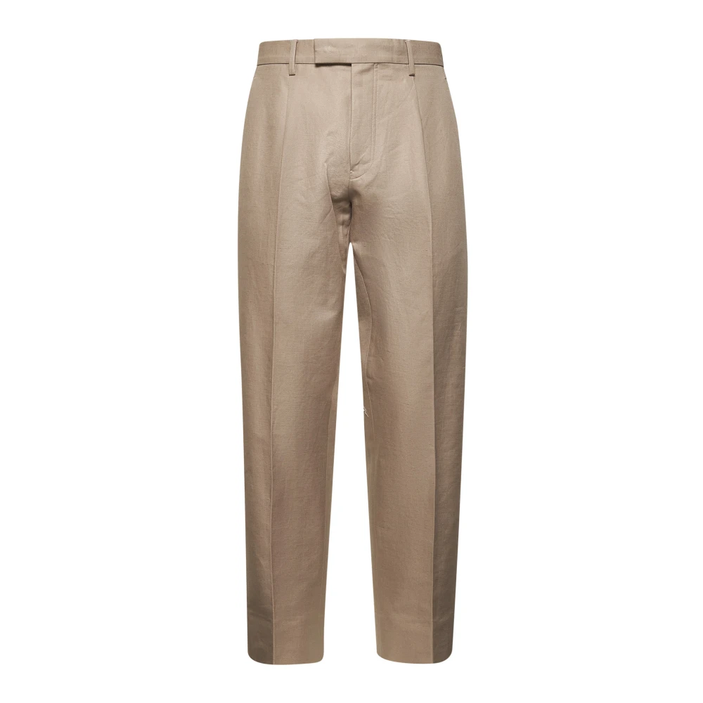 Ermenegildo Zegna Beige Katoen Linnen Broek Regular Fit Beige Heren