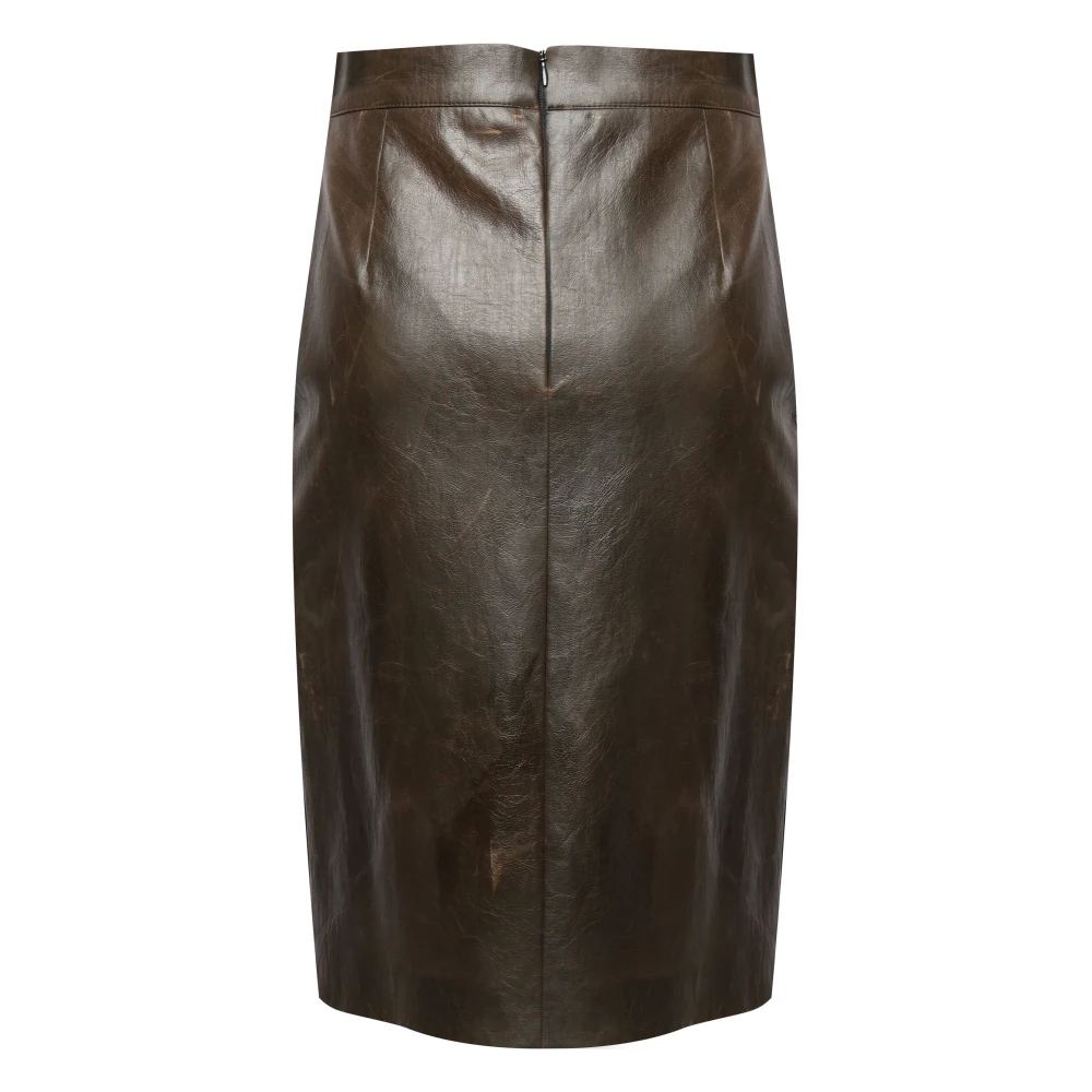 Nineminutes Vintage Bruine Pencil Rok met Split Green Dames