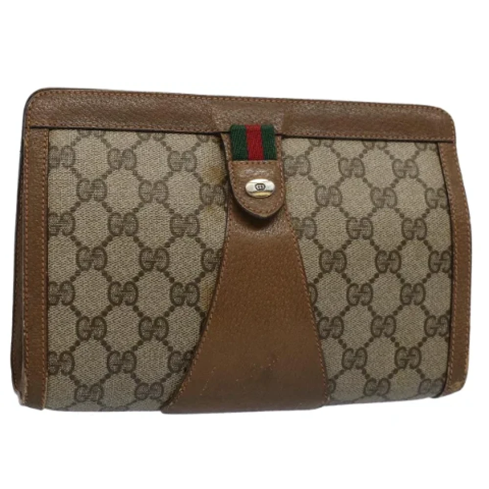 Gucci Vintage Pre-owned Canvas clutches Beige Dames