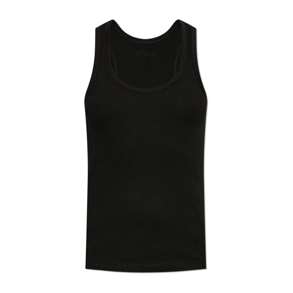 Isabel Marant Women's Black Ribbed Top Thea - Sleeveless Tops - M - Tops