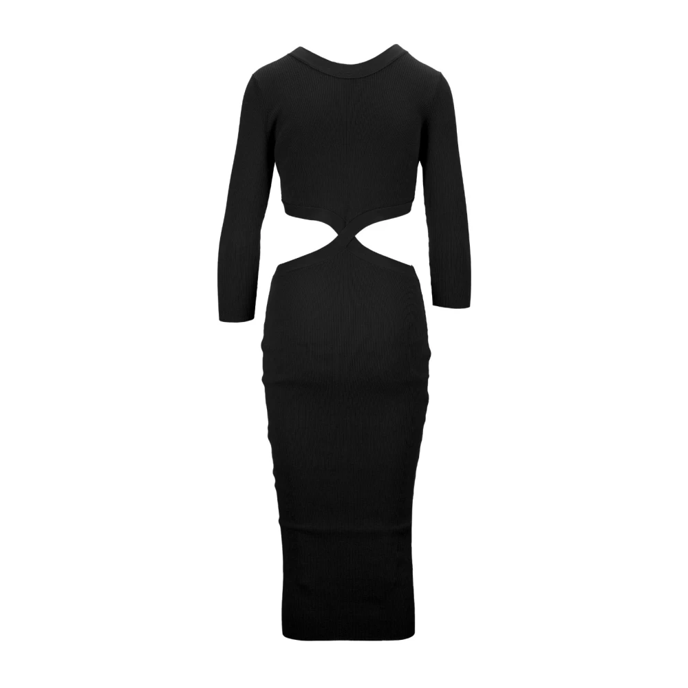 Elisabetta Franchi Jurk met lange mouwen en diepe V-hals Black Dames