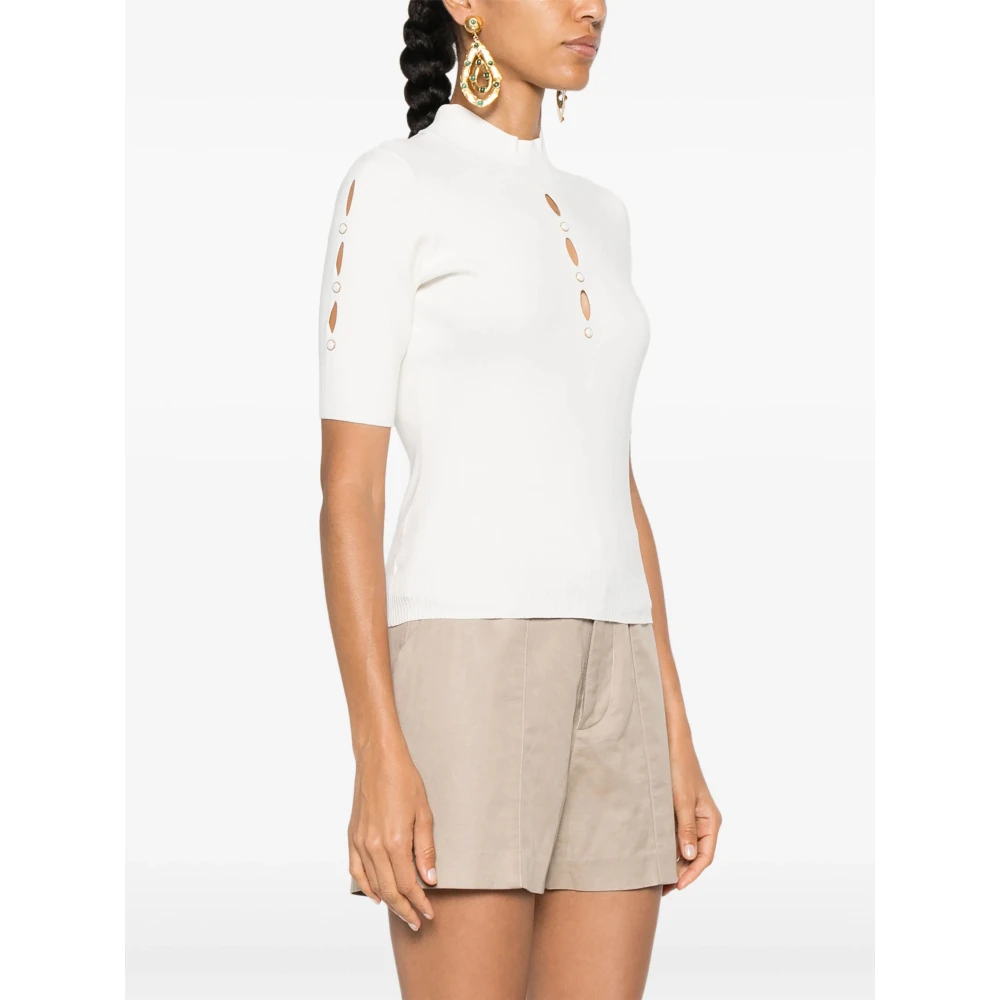 Twinset Cut-Out Studs Sweater White Dames