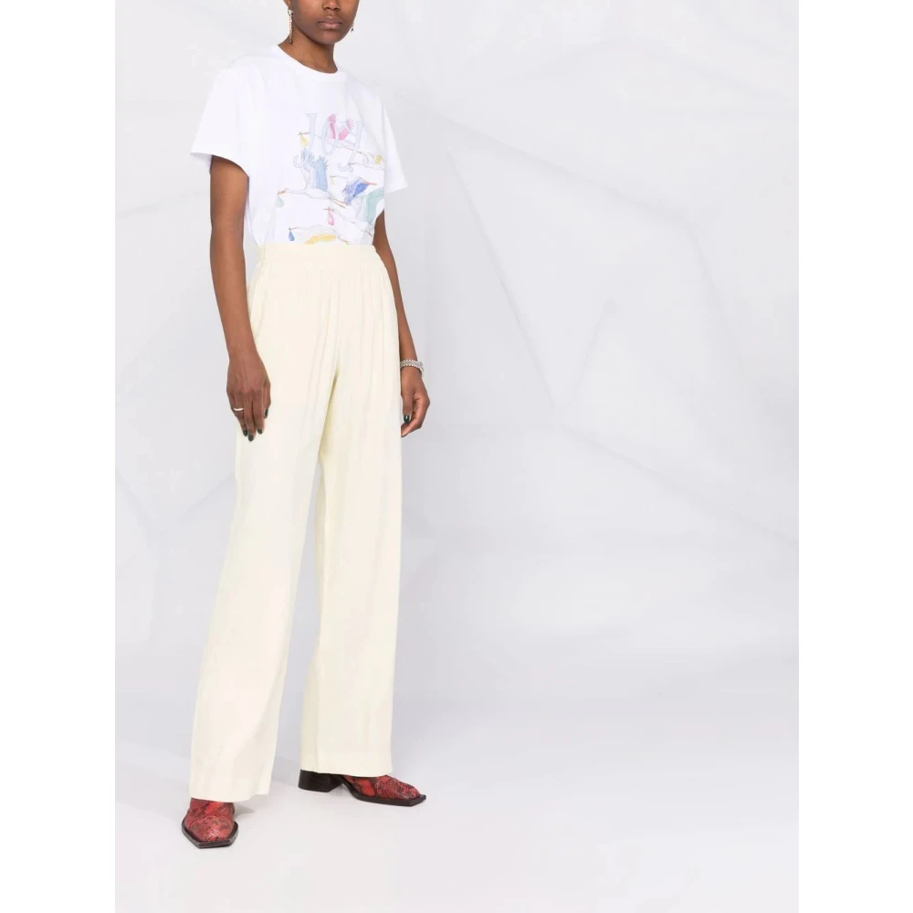 Golden Goose Pastel Yellow Wide-Leg Linen Trousers Yellow Dames