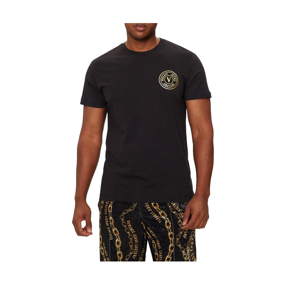 Versace Jeans Couture Zwarte V-Embleem T-shirts en Polos Black Heren