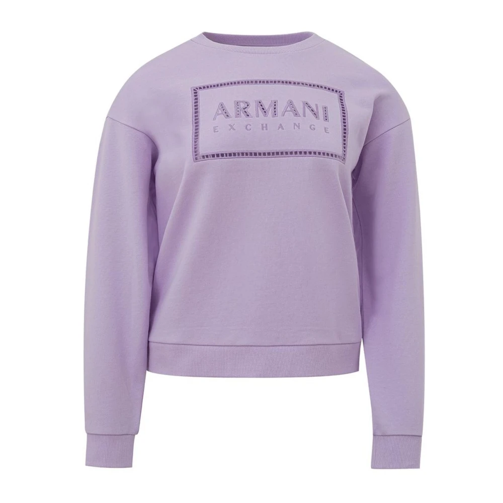 Armani Exchange Luxe Paarse Katoenen Trui Vrouwen Purple Dames