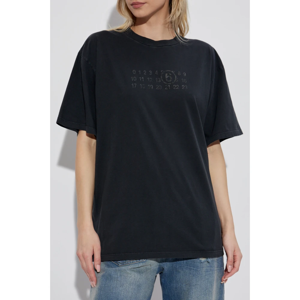 MM6 Maison Margiela T-shirt met bedrukt logo Black Dames