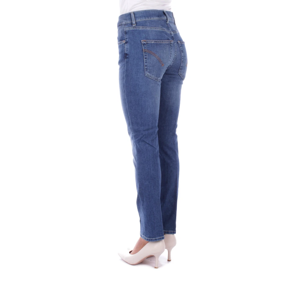 Dondup Slim Fit Denim Jeans met Logo Blue Dames