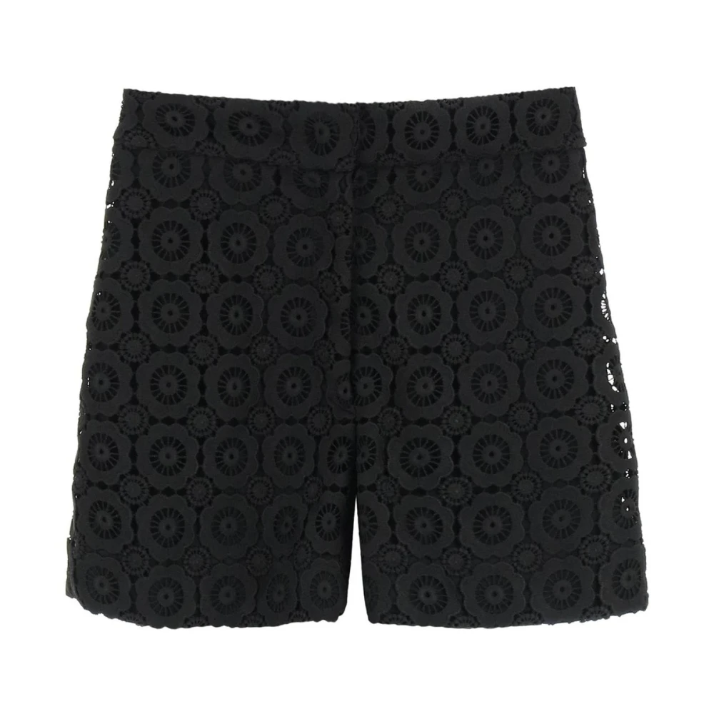 Moschino Bloemenkanten Shorts met Hoge Taille Black Dames