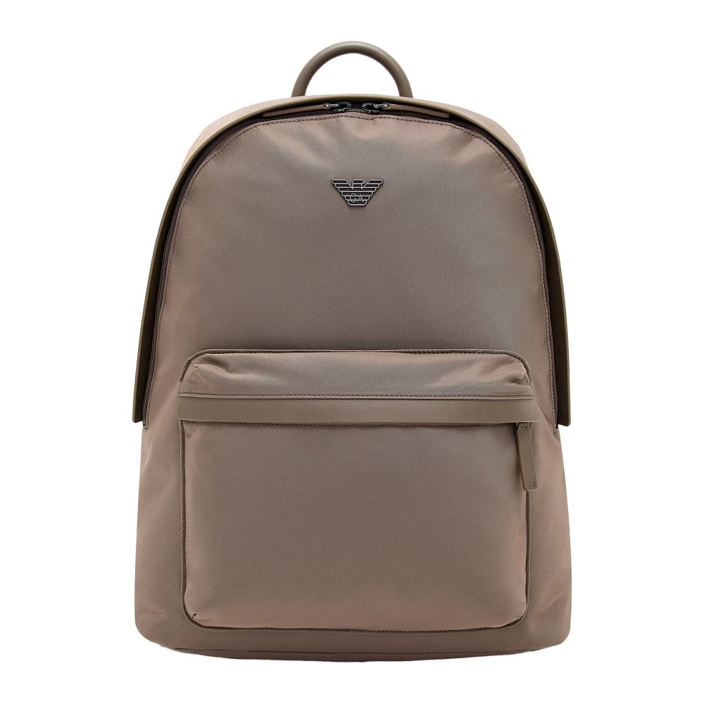 Emporio Armani Men's Brown Backpacks, One Size, Asv Nylon Round Backpack