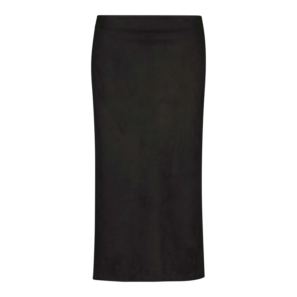 Drykorn Elegant Midi Kjol med Slits och Dekorativa Sömmar Black, Dam