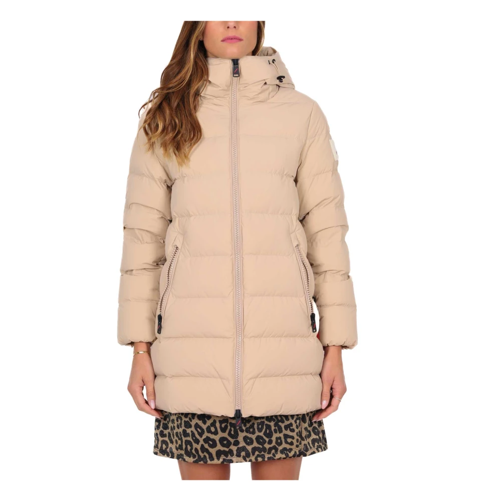 Afterlabel Beige Gewatteerde Jas met Capuchon Beige Dames