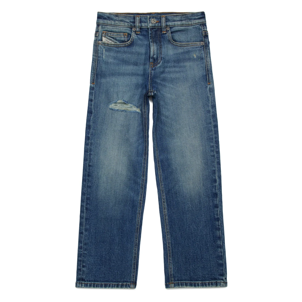 Diesel Men's Blue Mid Straight Jeans With Rips