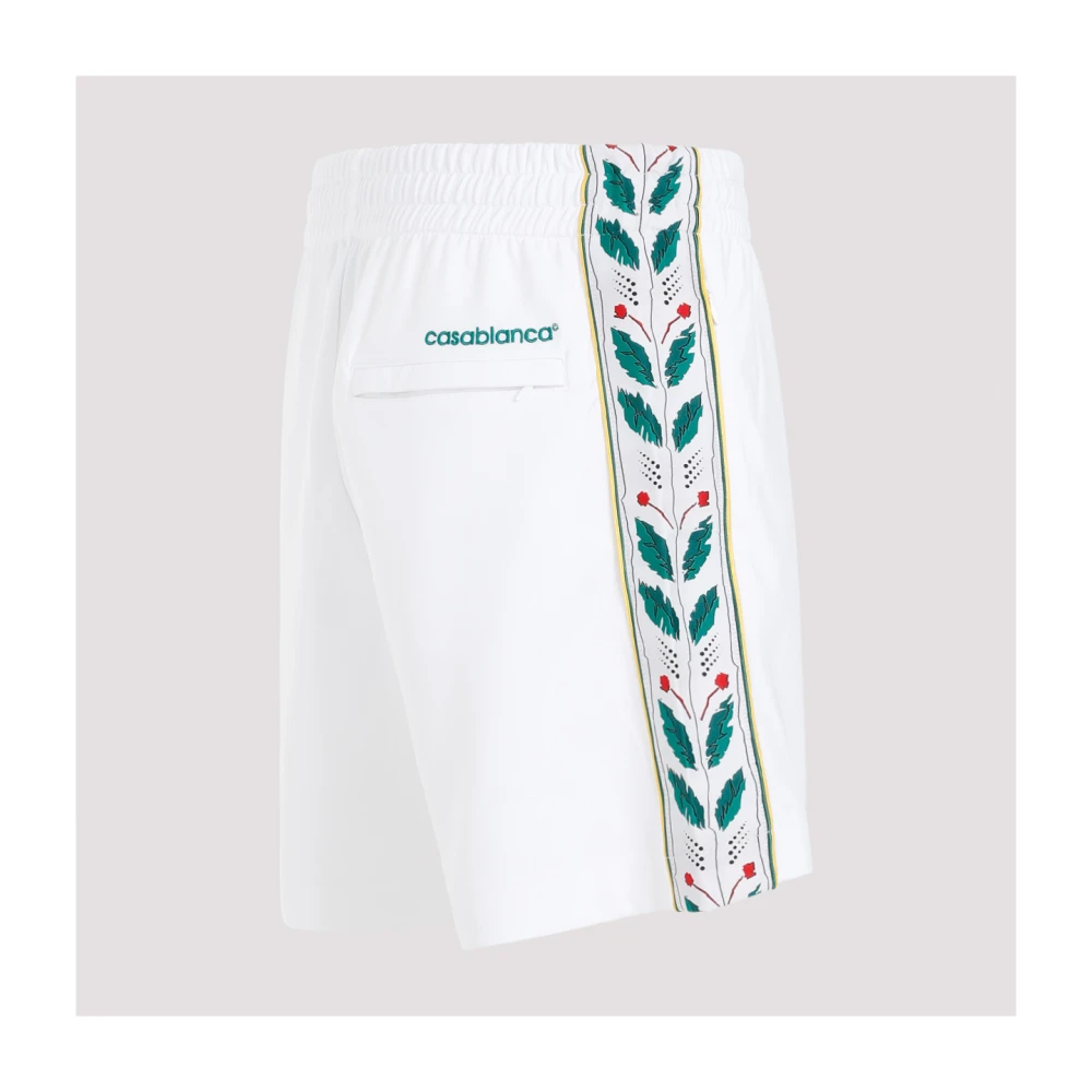 Casablanca Witte Laurel Track Polyester Shorts White Heren