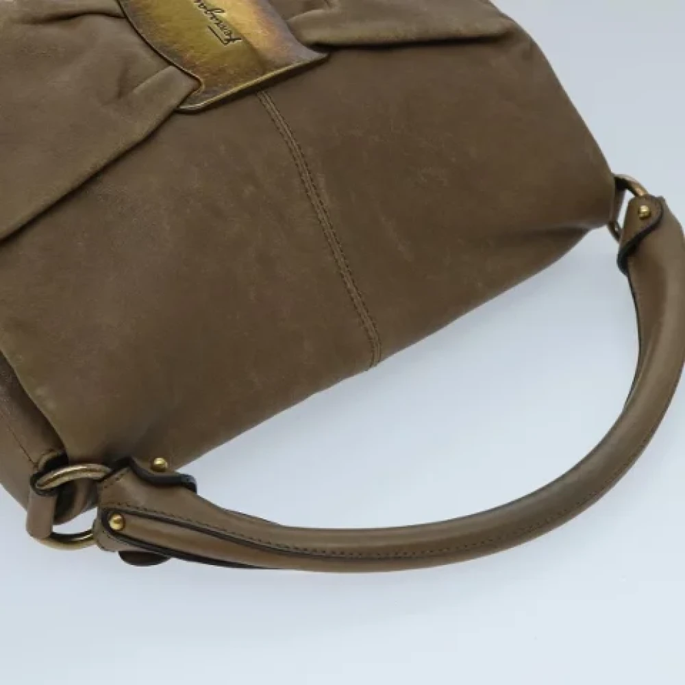 Salvatore Ferragamo Pre-owned Leather handbags Beige Dames
