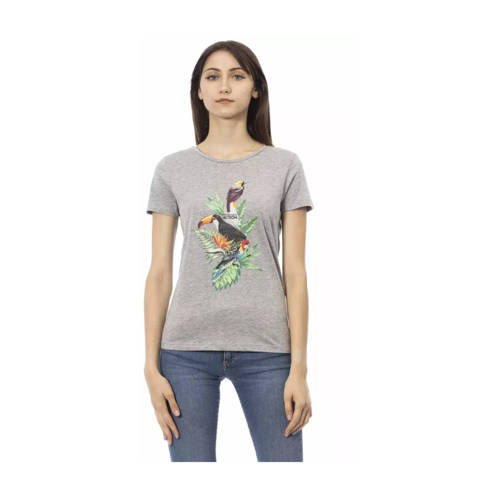 Trussardi - Lässiges T-Shirt Mit Kurzem Ärmel Und Frontdruck - Tops - Damen - Grau - Xl - Bild 5