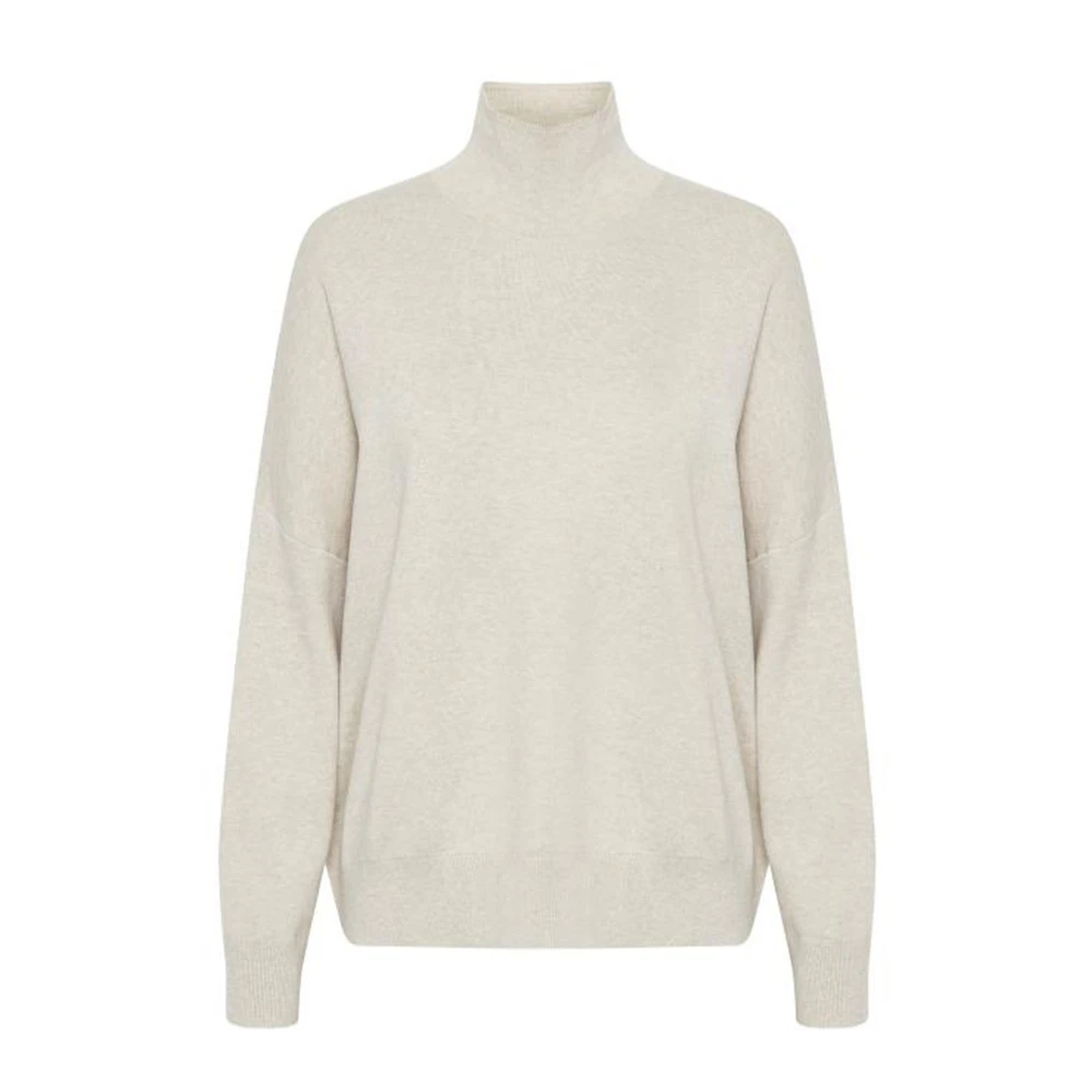Inwear Women's Gray Taupe Melange Turtleneck Pullover Jumper - Turtlenecks - L - Knitwear