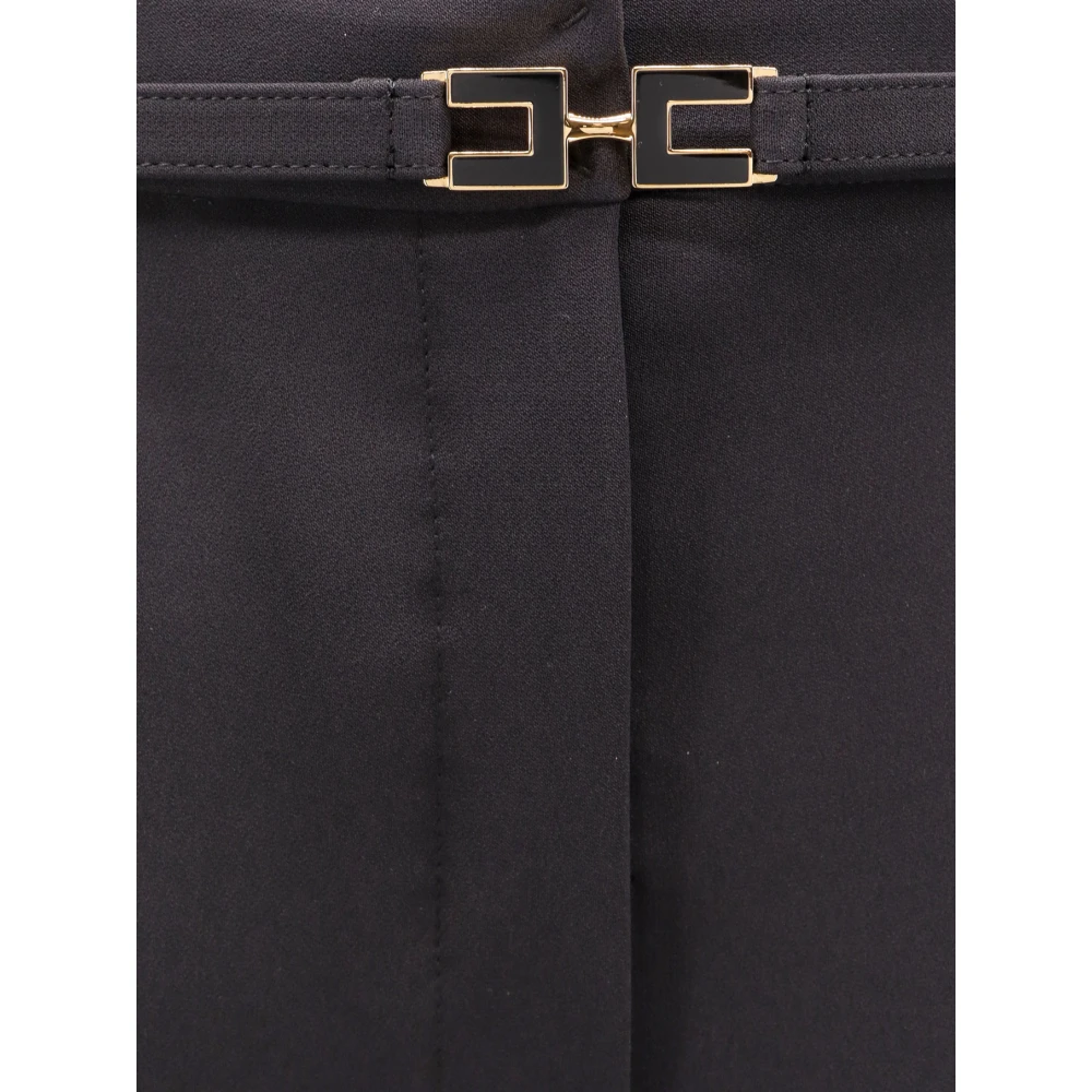 Elisabetta Franchi Hoge taille tuxedo broek met geëmailleerd detail Black Dames
