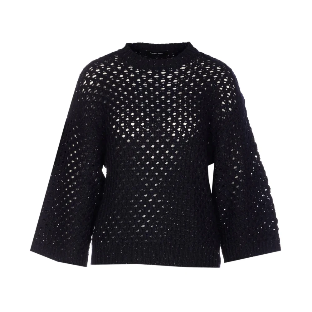 Fabiana Filippi , Round-Neck Knitwear, Female, Blue, S, Mad266f034l750 Round-Neck Knit