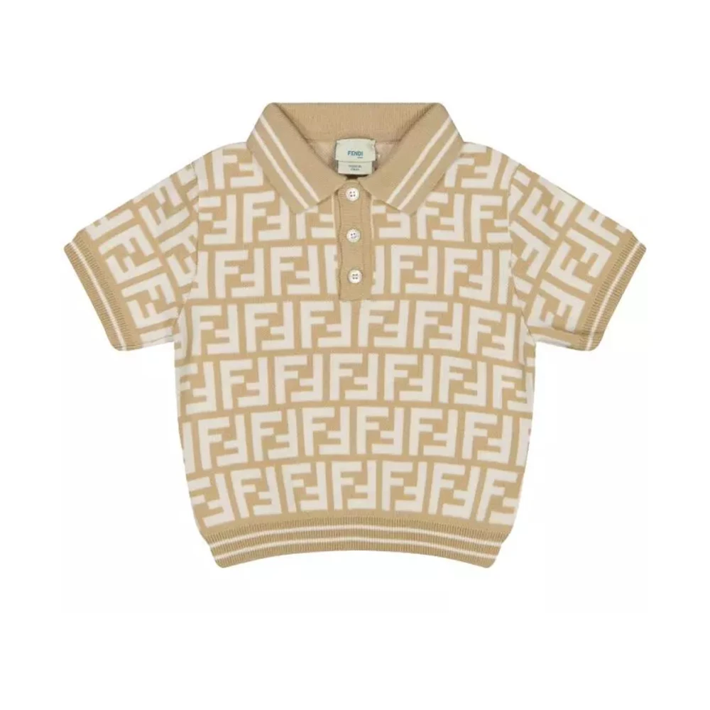 Fendi Unisex Kids Beige Kids Polo Shirt In Classic Style