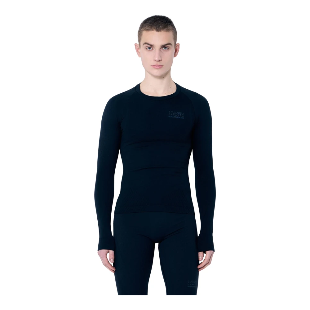 Mm6 Maison Margiela - Top De Cuello Redondo Texturizado Con Estampado De Logo - Tops - Hombre - Negro - M