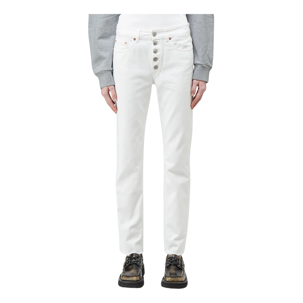 MM6 Maison Margiela Denim Straight-Leg Jeans White Dames