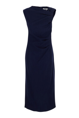 robe-bleue-avec-details-de-volants-en-melange-de-viscose-femme