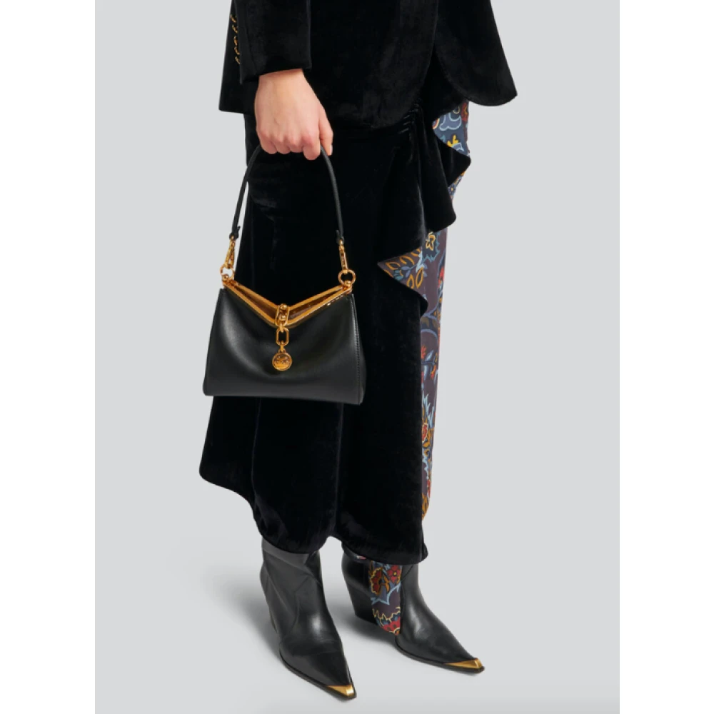 ETRO Zwarte Leren Mini Tas met Metalen Sluiting Black Dames