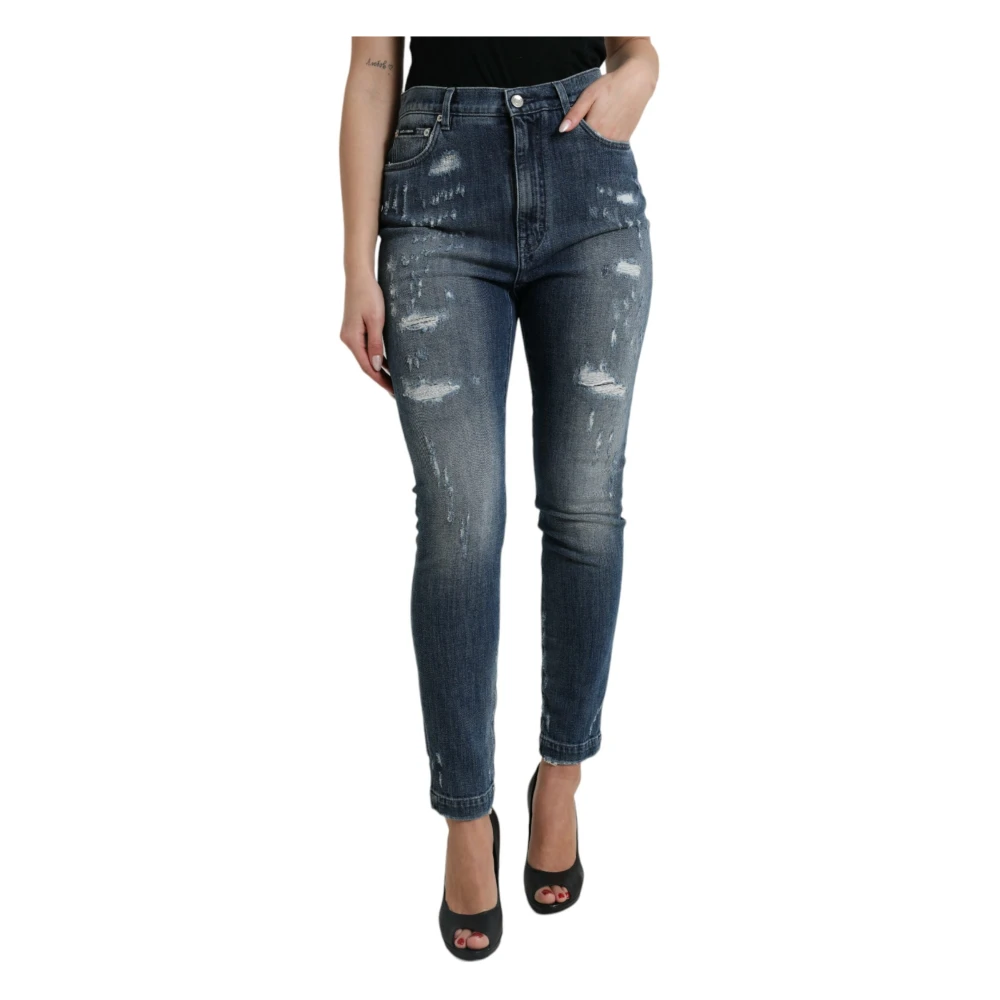 Dolce & Gabbana Women's Blue Skinny Jeans,, Elegant High Waist Stretch Denim Jeans Extra Small
